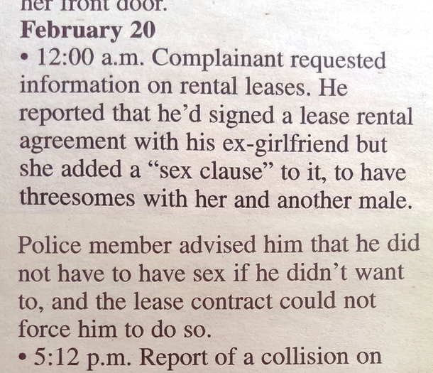 Always read your lease - threesomes may be included