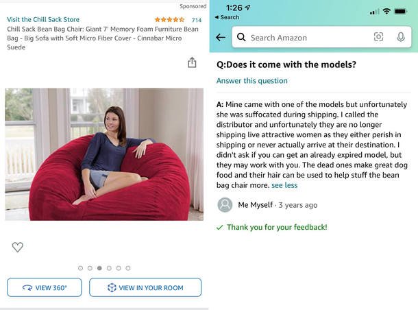 Amazon QampA is full of serious inquiries So glad buying an enormous bean bag is taken seriously