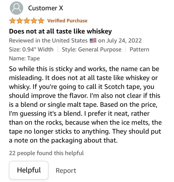 Amazon review for Scotch brand masking tape