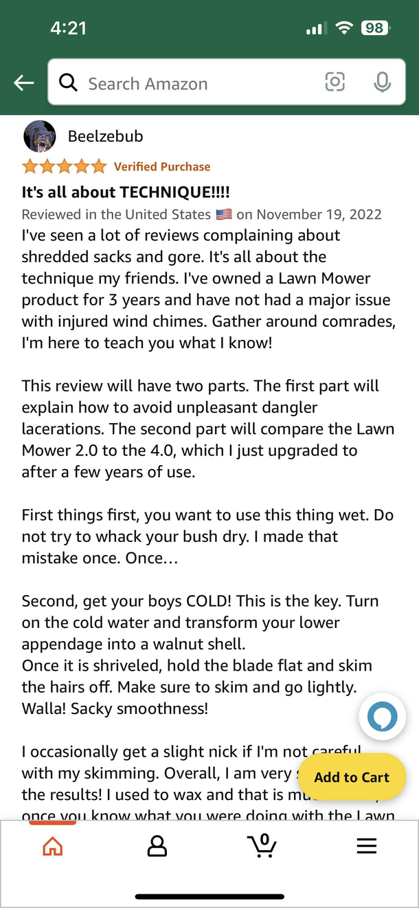 Amazon review on Manscaped trimmer