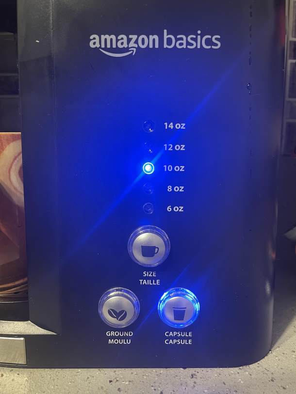 Amazon trying to be all posh with French and English on their coffee maker thank god they translated capsule when clearly it was made specifically for the American market because they didnt use the metric system Close Amazon you almost had it