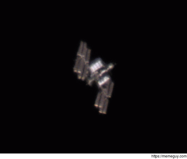 An amazing view of the International Space_Station taken by Szabolcs Nagy on March   from London with a Skywatcher  Flextube dobson telescope
