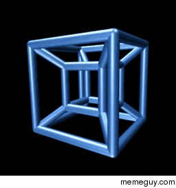 An animation of the -D Tesseract rotating around its projection in -D space