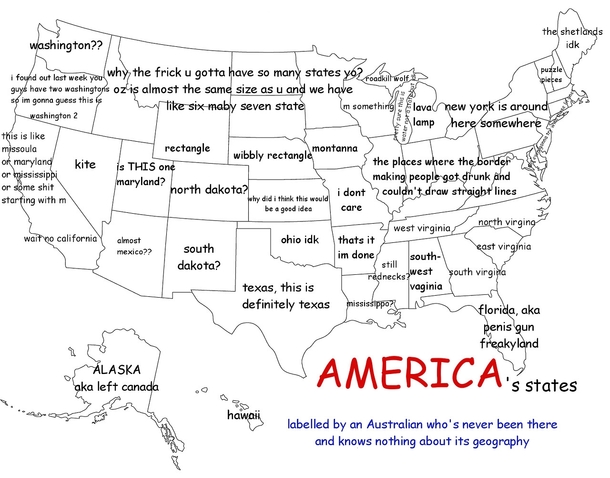 An Australian was asked to label the  states