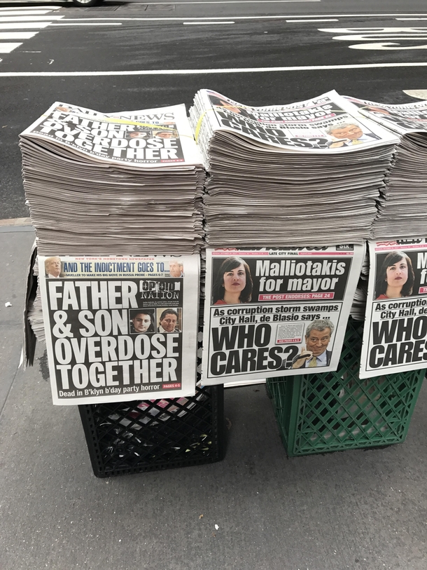 An awkward placement for these newspapers