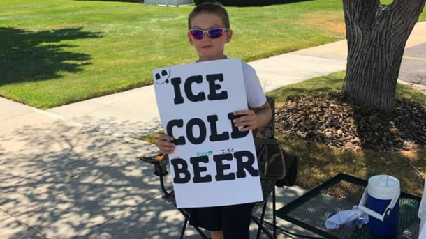 An -year-olds clever ice cold beer sign sure got the cops attention