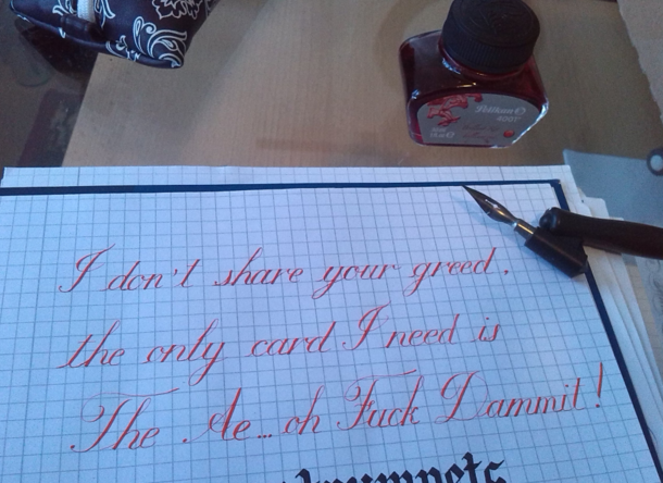 And that concludes todays calligraphy practice session