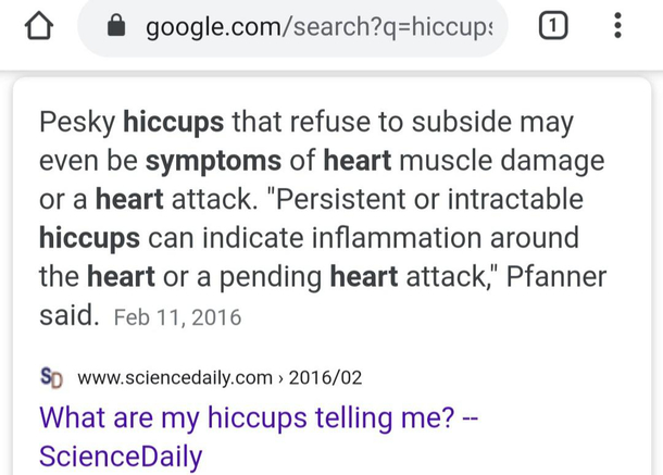 And this ladies and gentlemen is why you never look up your symptoms on Google