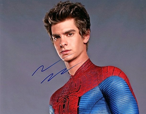 Andrew Garfields autograph is humorously plain and simple