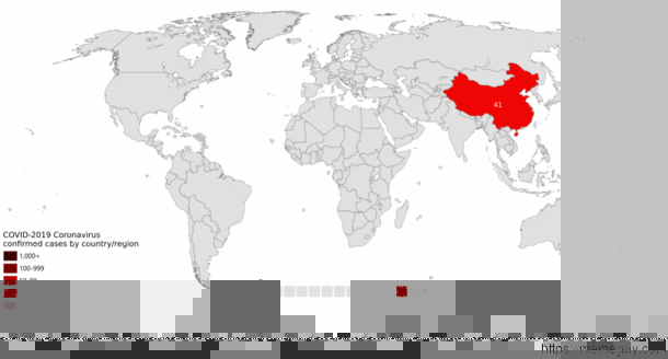 Animated map of confirmed coronavirus cases spreading
