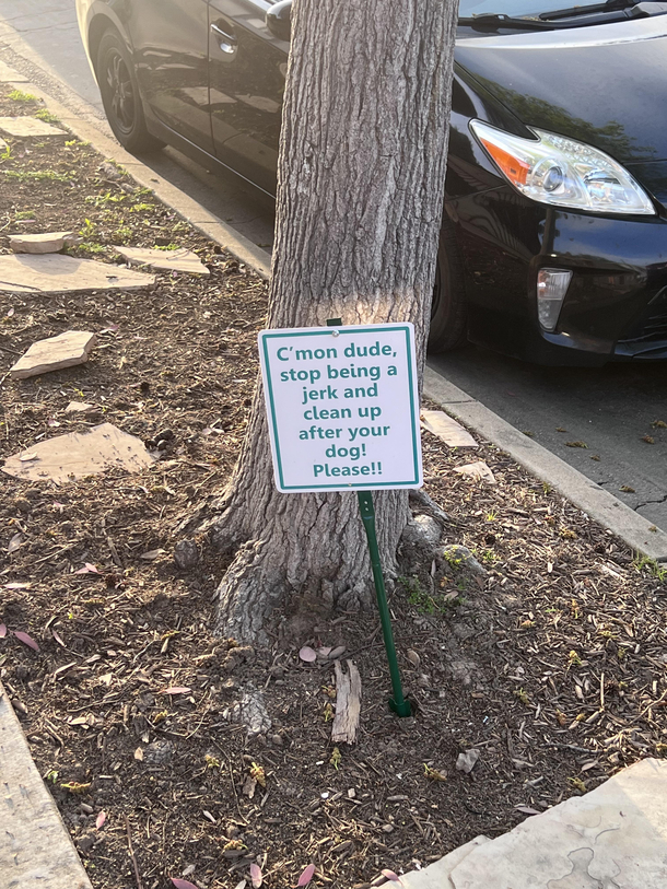 Another fed up neighbor They went all out for the metal sign But seriously just pick it up