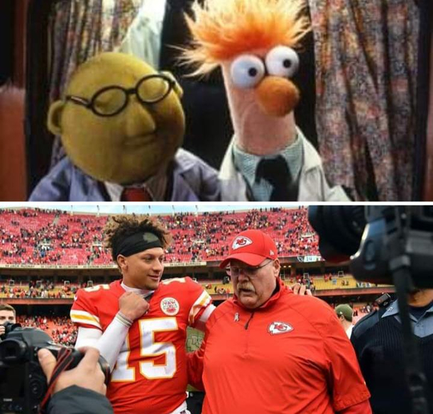 Anyone else notice Andy Reid and Pat Mahomes look like Bunsen and Beaker