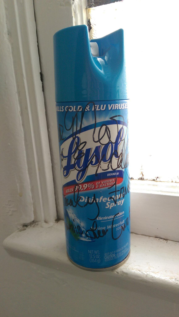 Anyone want to buy a can of Lysol autographed by Jaime Lee Curtis