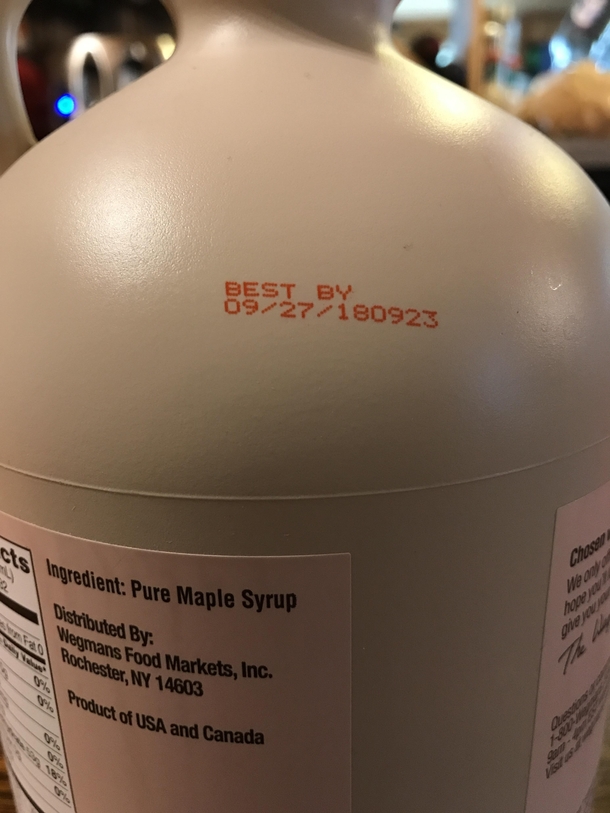 Apparently my maple syrup has a shelf life of  years