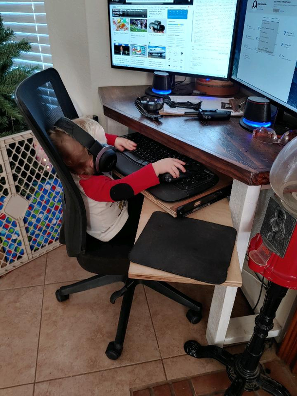 Apparently my  month old watches me more then I thought Yes he climbed the baby gate behind him and hes managed to access the PCs control panel