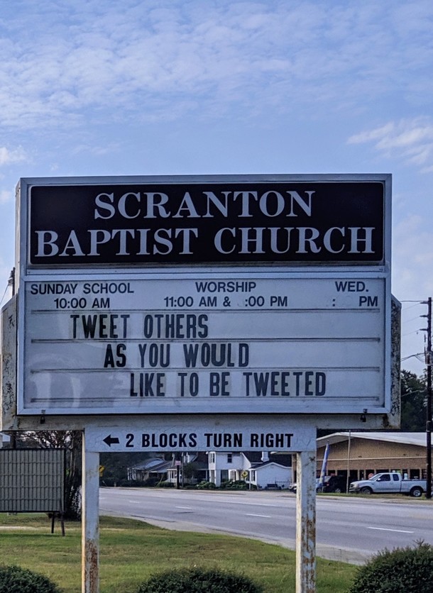 Apparently the internet has influenced small town churchs now