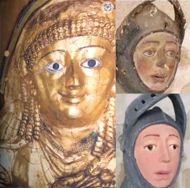 Apparently the person who decorated this mummy was reincarnated as an art restorer