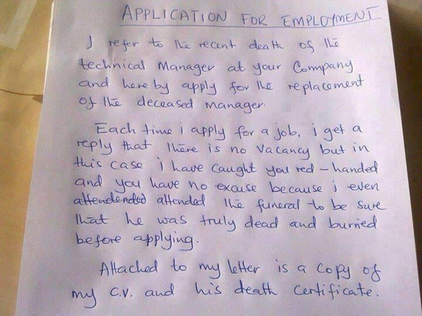 Application for employment