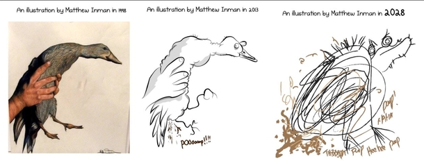 Artistic progression by the Oatmeal aka Matthew Inman The first image is an actual art project from school