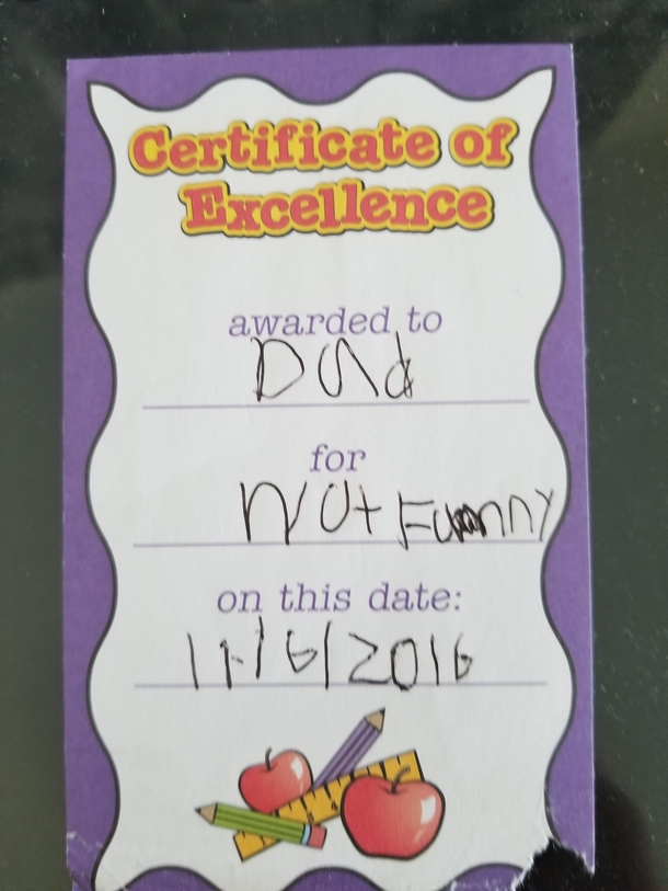 As a Dad this is still the proudest award Ive ever won