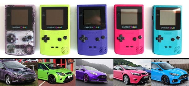 As an owner of a Ford Focus and a Gameboy Color I noticed something similar in their color schemes