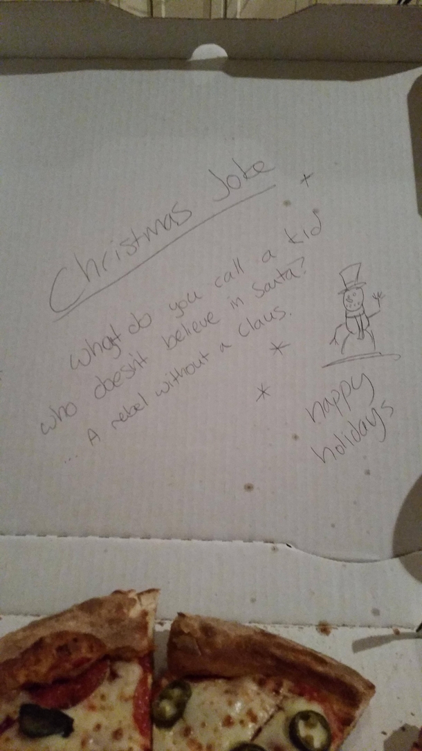 Asked for a Christmas joke Papa Johns delivered