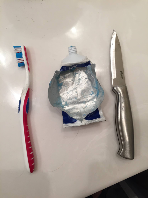 Asked my roommate for toothpaste This is what he handed me
