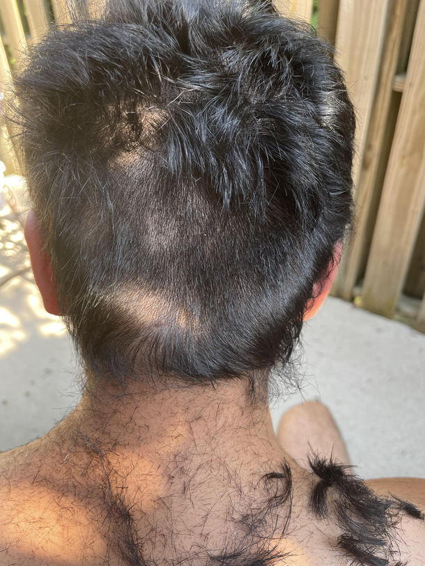 Asked my wife to cut my hair