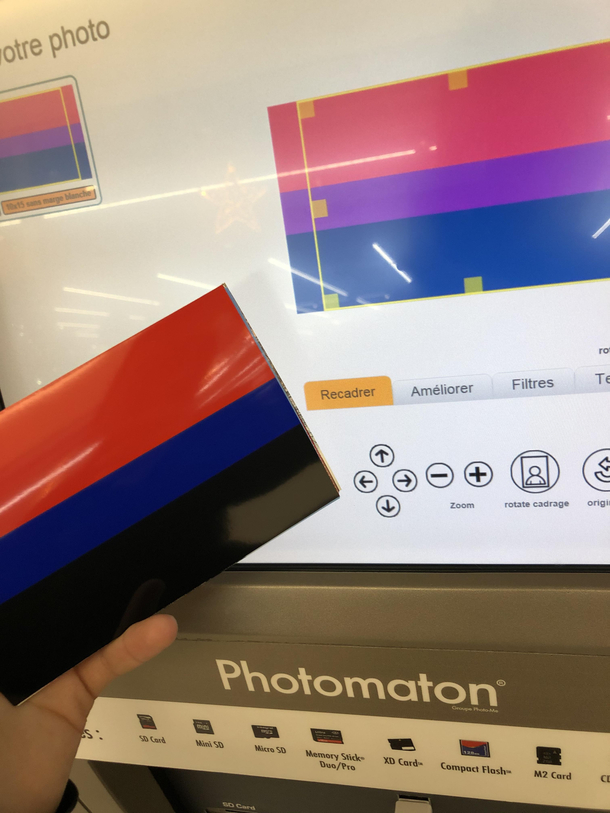 Asked this photo machine to print a bi flag