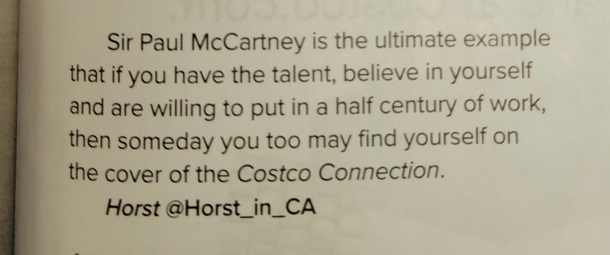 At my parents house flipping through the latest issue of the Costco Connection
