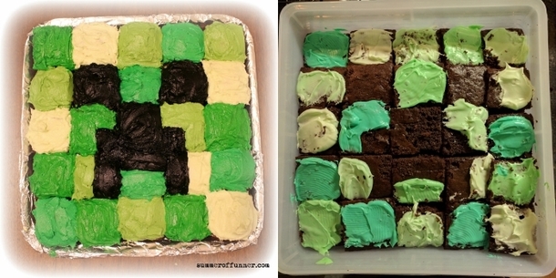 Attempted to make a Minecraft cake for my sons birthday
