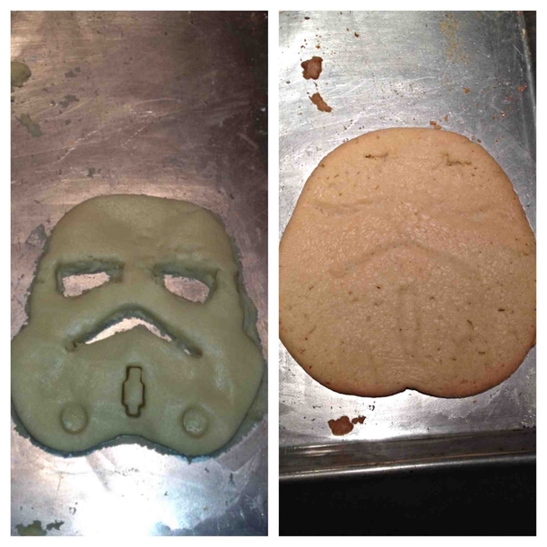 Attempted to make a Stormtrooper cookie Turned into Jabba the Hut