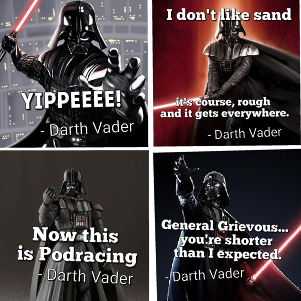 Attributing Anakin Skywalker quotes to Darth Vader may be my new favourite thing