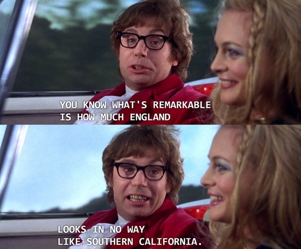Austin Powers subtly breaking the fourth wall
