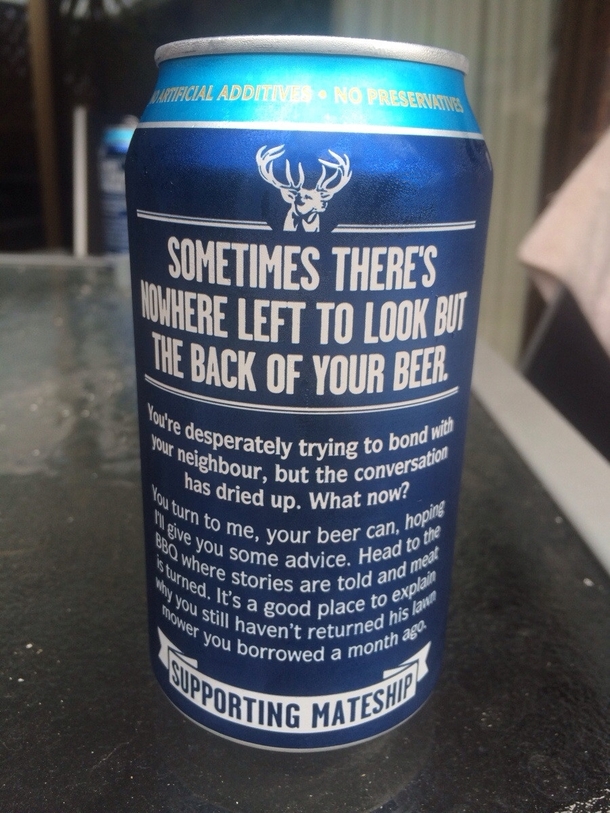 Australian beer helping us Aussie blokes out of awkward situations