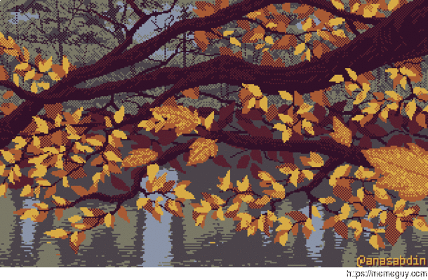 Autumn River - pixel art using only  colors by me 