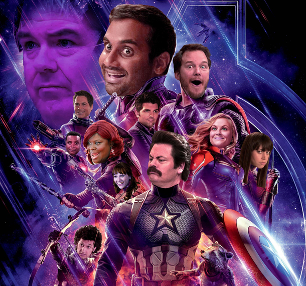 Avengers but with the cast of Parks and Recreation