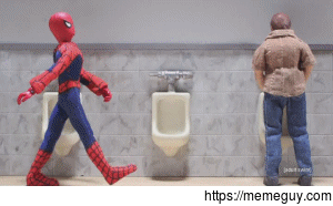 Awkward Spiderman restroom