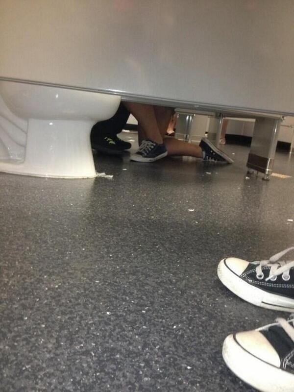Aww theres a girl proposing to a guy in the bathroom