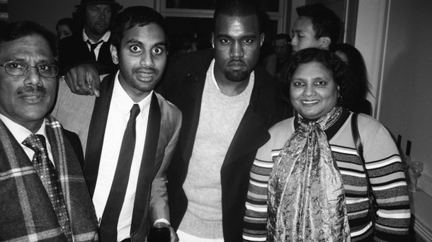 Aziz Ansari with his parents And Kanye