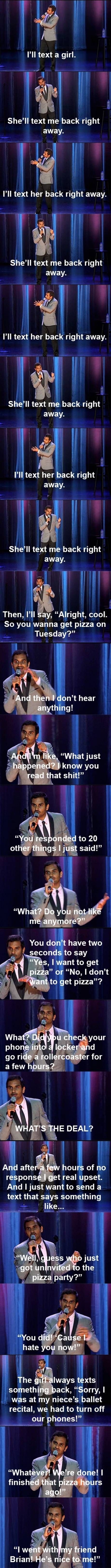 Aziz on texting