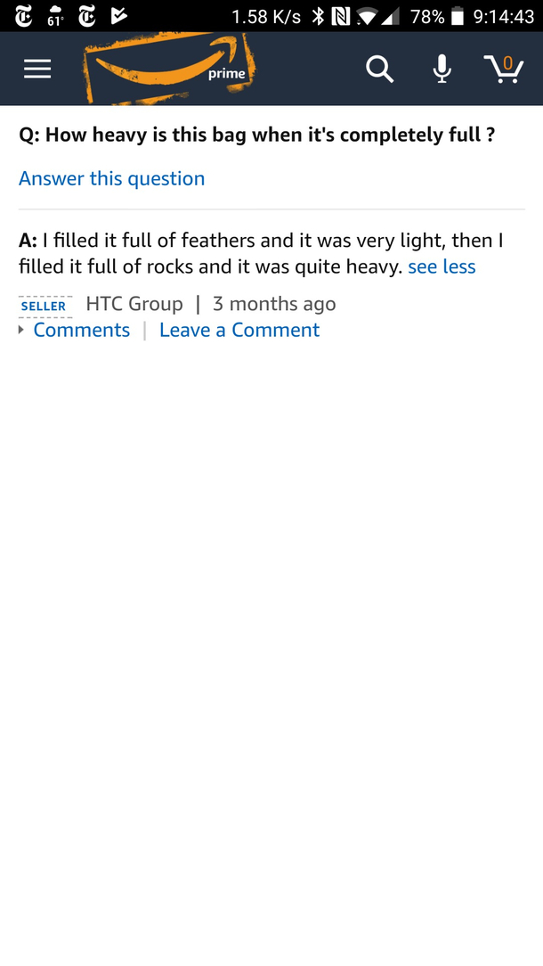 Backpack seller answers a question