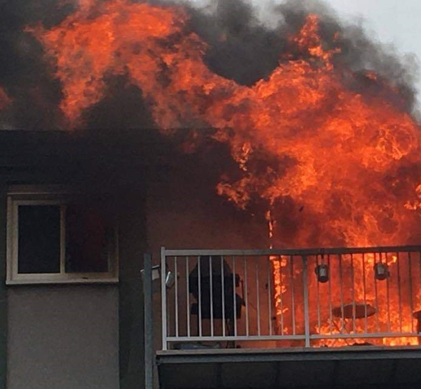 Balcony on fire