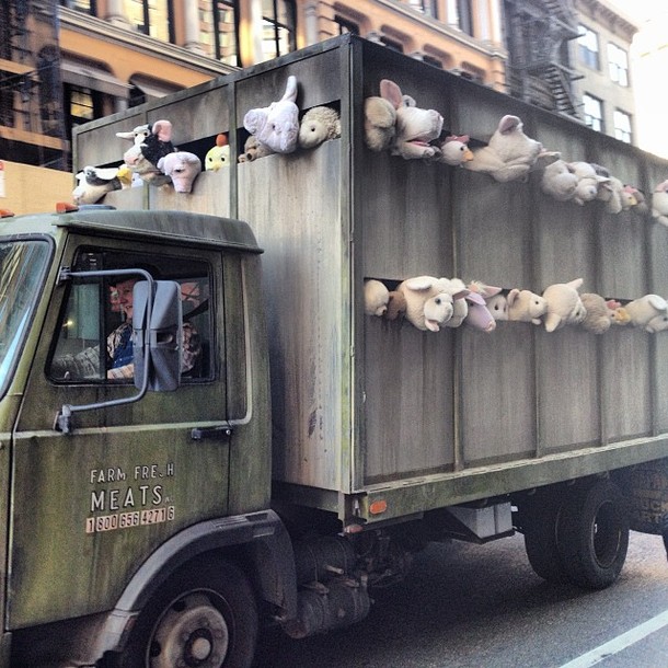 Banksys truck driving around NYC Ive been debating calling that phone 