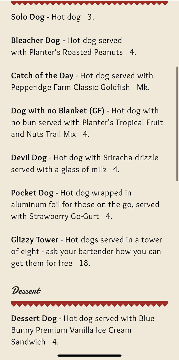 Bars were told they needed to serve food with a menu in order to remain open in Boston A local bar installed a hot dog cooker as a loop hole and this was their menu Beacon Hill Pub Boston MA