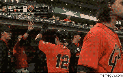 Baseball player high fives himself when no one took notice