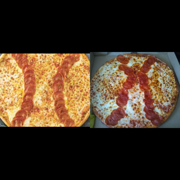 Baseball themed pizza from Papa Johns Big oof