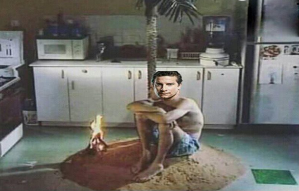 Bear Grylls working from home in quarantine