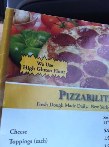 Because fuck your gluten allergy My local pizza places menu