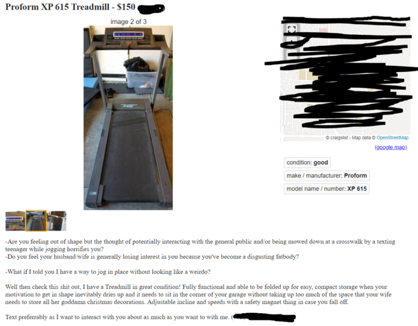 Behold as I sell the shit out of my treadmill